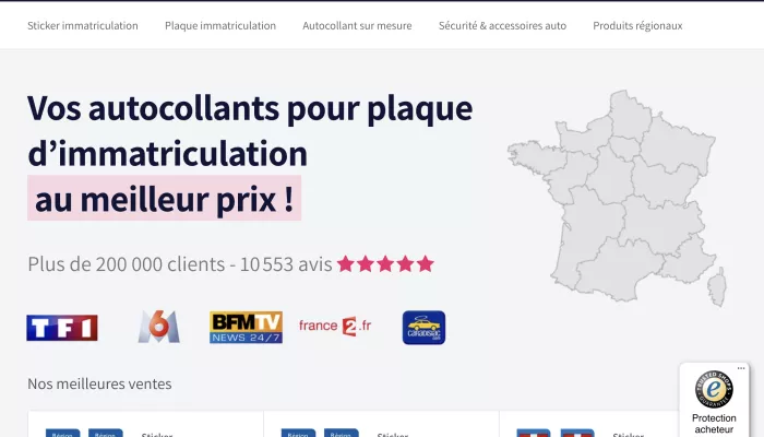 E-commerce spécialisé dans les autocollants départements