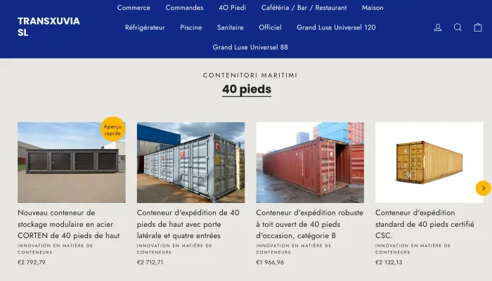 Site e-commerce clé en main – Vente de conteneurs (B2B / Logistique / BTP)