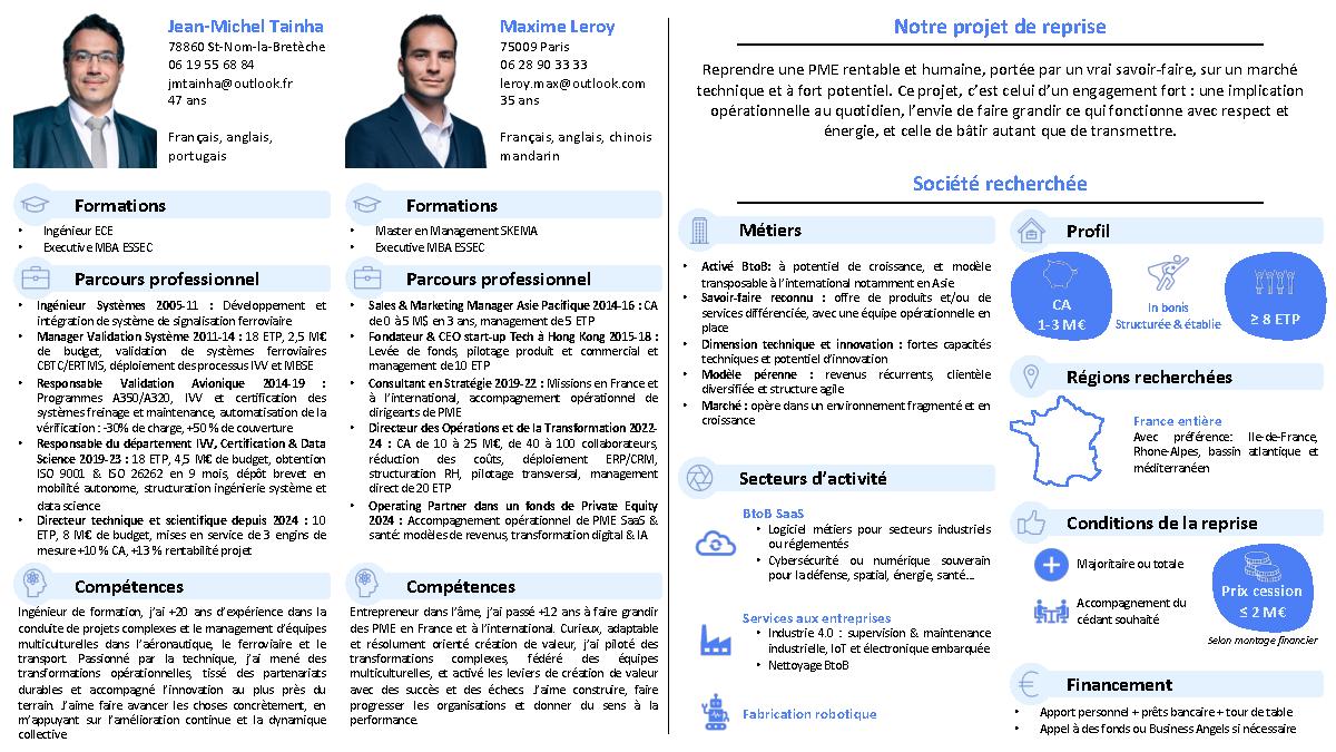 Binôme expérimenté et complémentaire cherche PME/PMI B2B in bonis